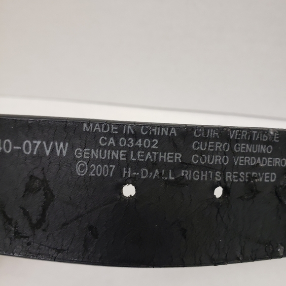 Harley Davidson Lg womens black leather belt silver buckle Waist 34-38 Flawed - Picture 6 of 8